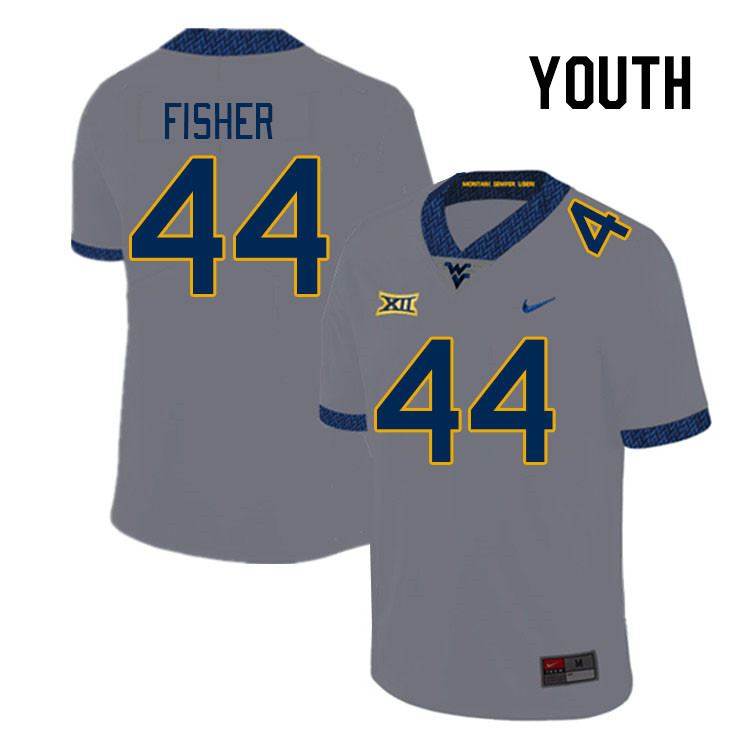 Youth #44 Oryend Fisher West Virginia Mountaineers College Football Jerseys Stitched Sale-Gray